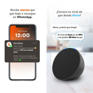 SensiGas | Dúo de Medidor Inalámbrico y App para Tanque Estacionario de Gas LP de hasta 1,000 Litros