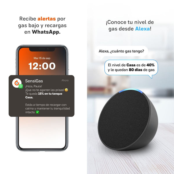 SensiGas | Dúo de Medidor Inalámbrico y App para Tanque Estacionario de Gas LP de hasta 1,000 Litros
