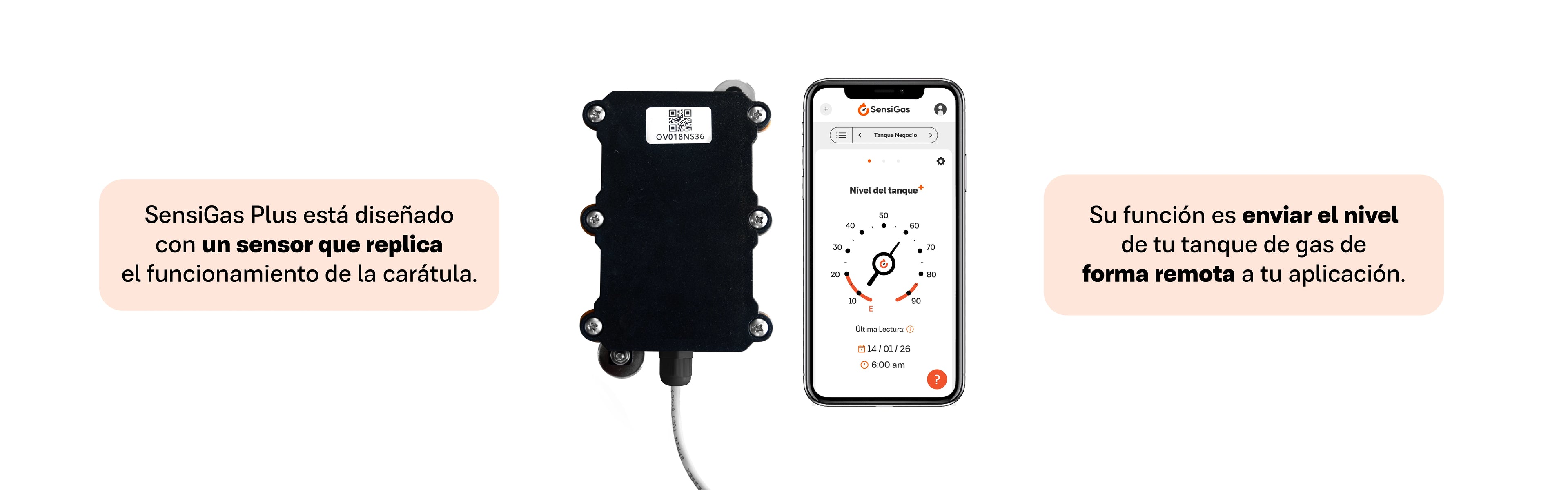 SensiGas Plus está diseñado con un sensor que replica el funcionamiento de la carátula y envía el nivel de gas de tu tanque de forma remota a tu aplicación.
